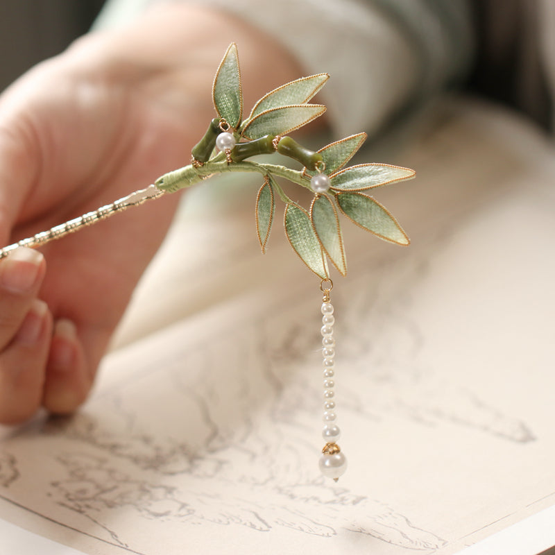 Bamboo Branch Pearl Hair Stick