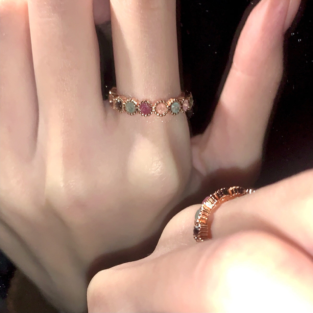 Dreamy Sparkle Tourmaline Beaded Ring
