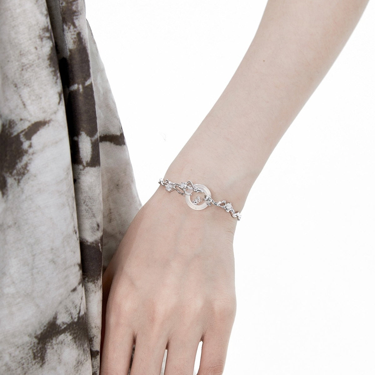 Moon Rabbit White Agate Bracelet