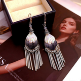 Nocturnal Orchid Filigree Shell Earrings