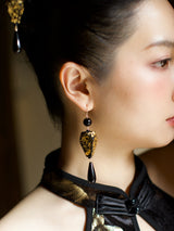 Gilded Nocturne Agate Earrings