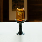 Antique Moire Glass Candlestick