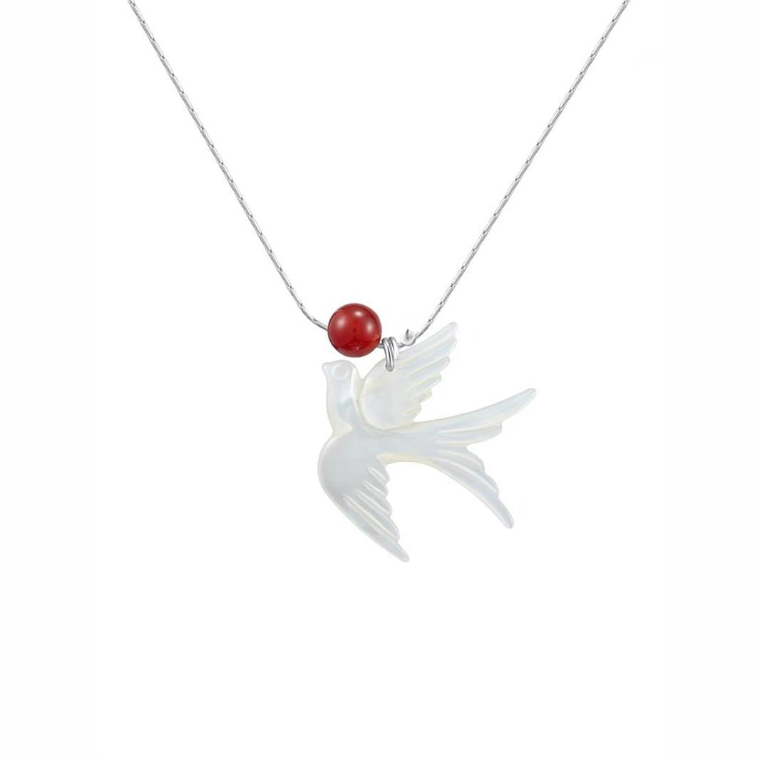 Swallow Wish Fritillary Agate Necklace