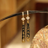 Floral Gilded Black Drop Earrings