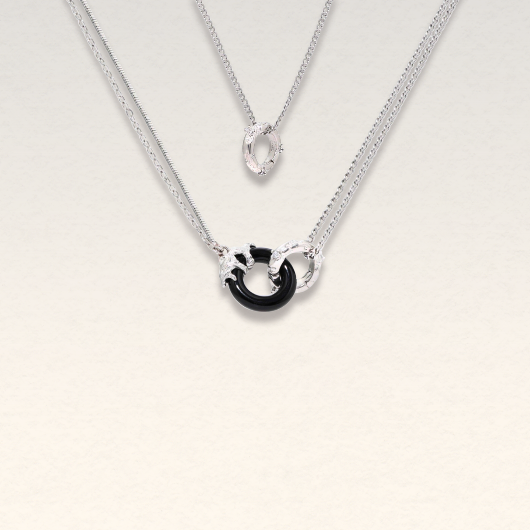 Versatile Black Double-Ring Necklace