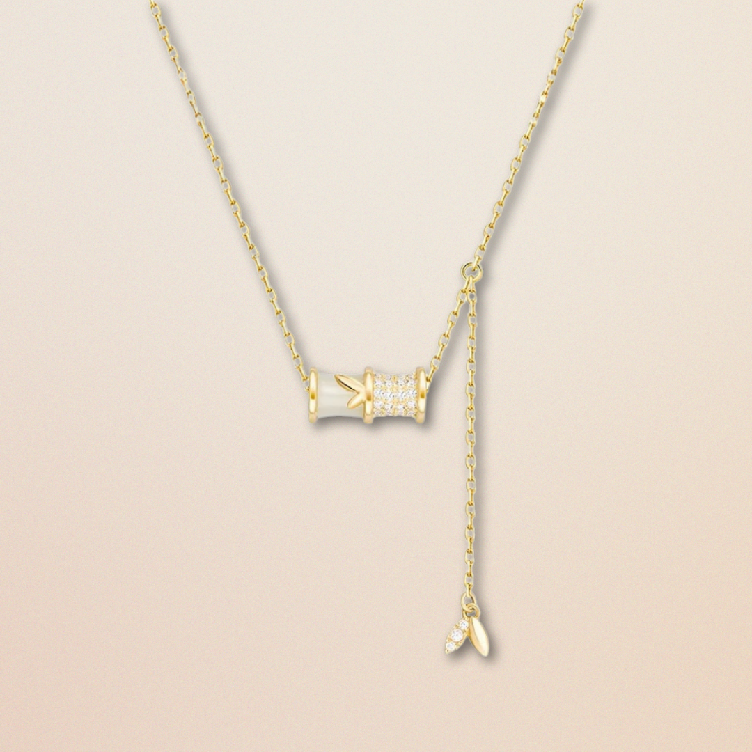 Exquisite White Bamboo Zirconia Necklace