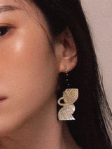 Mother-of-Pearl Feathered Crane Earrings