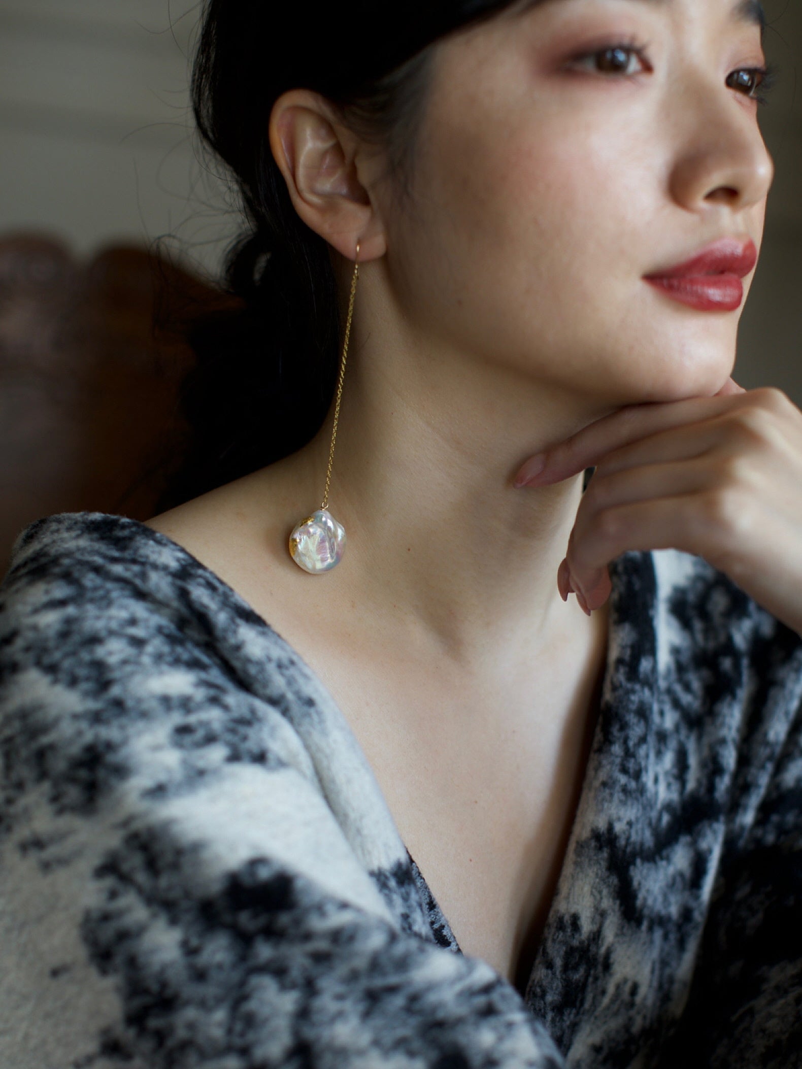 Baroque Pearl Long Drop Earrings