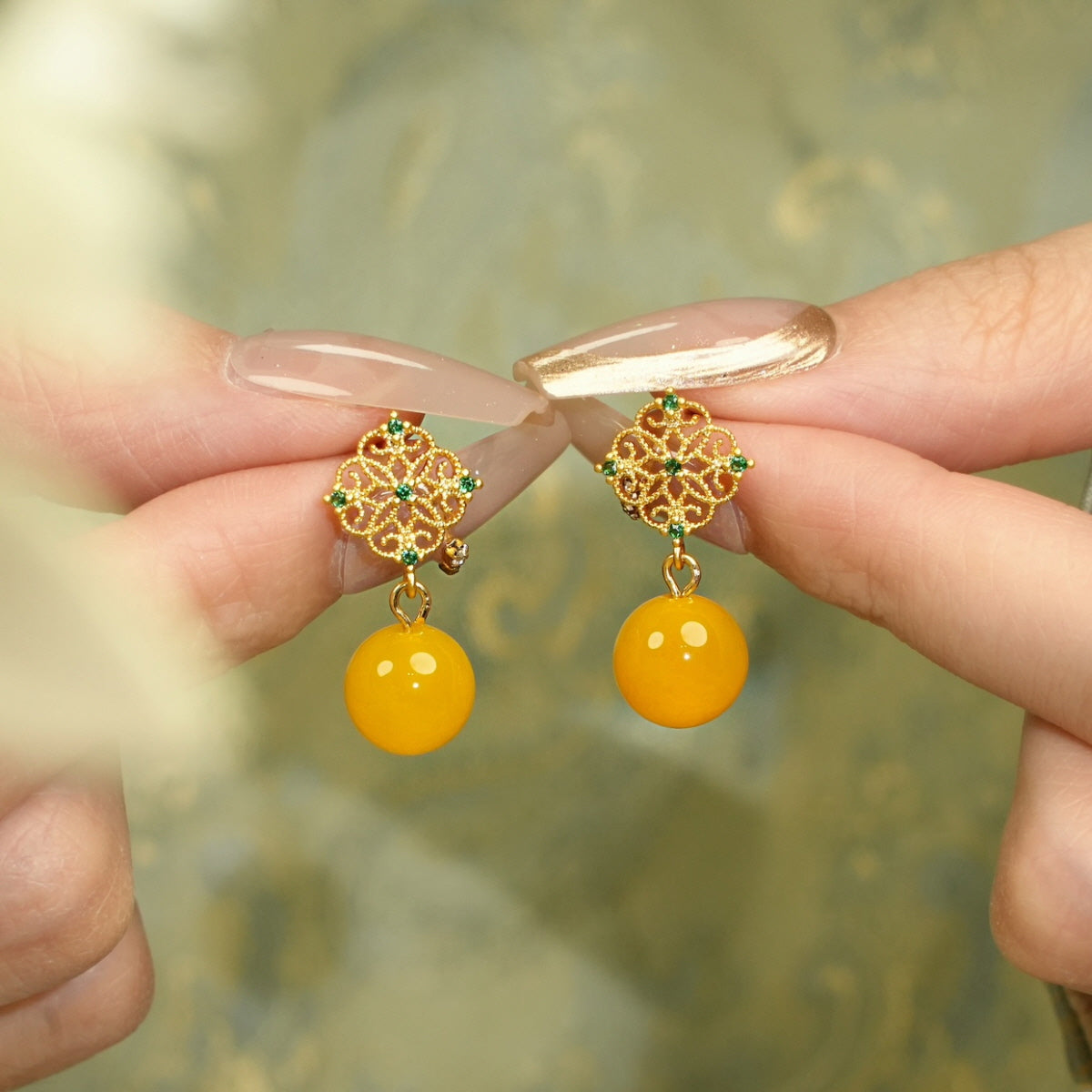 Honey Candy Filigree Earrings