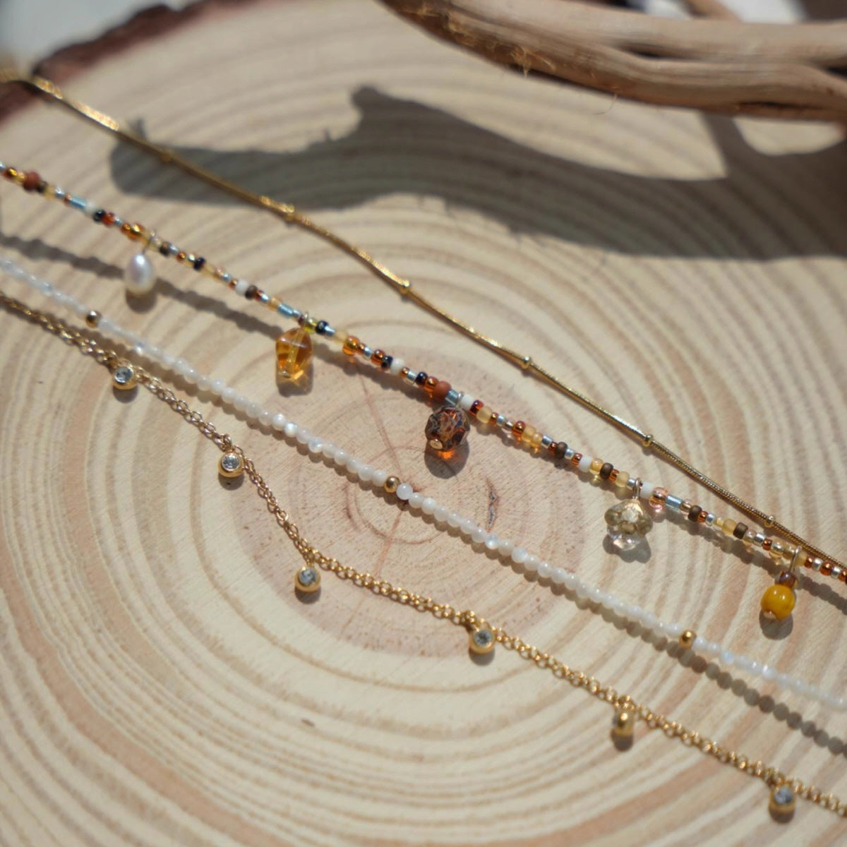 Golden Brown Drop Bead Necklace