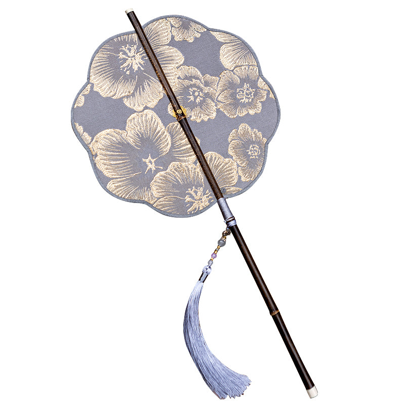 Chrysanthemum Brocade Silk Bamboo Fan