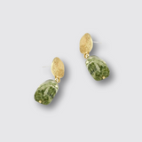 Green Marble Smudge Earrings