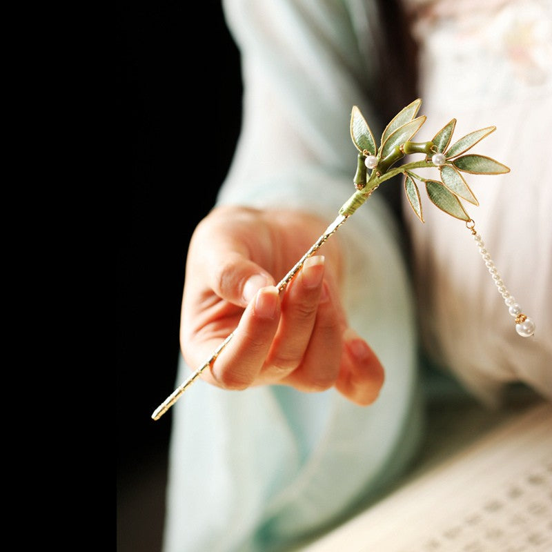 Bamboo Branch Pearl Hair Stick