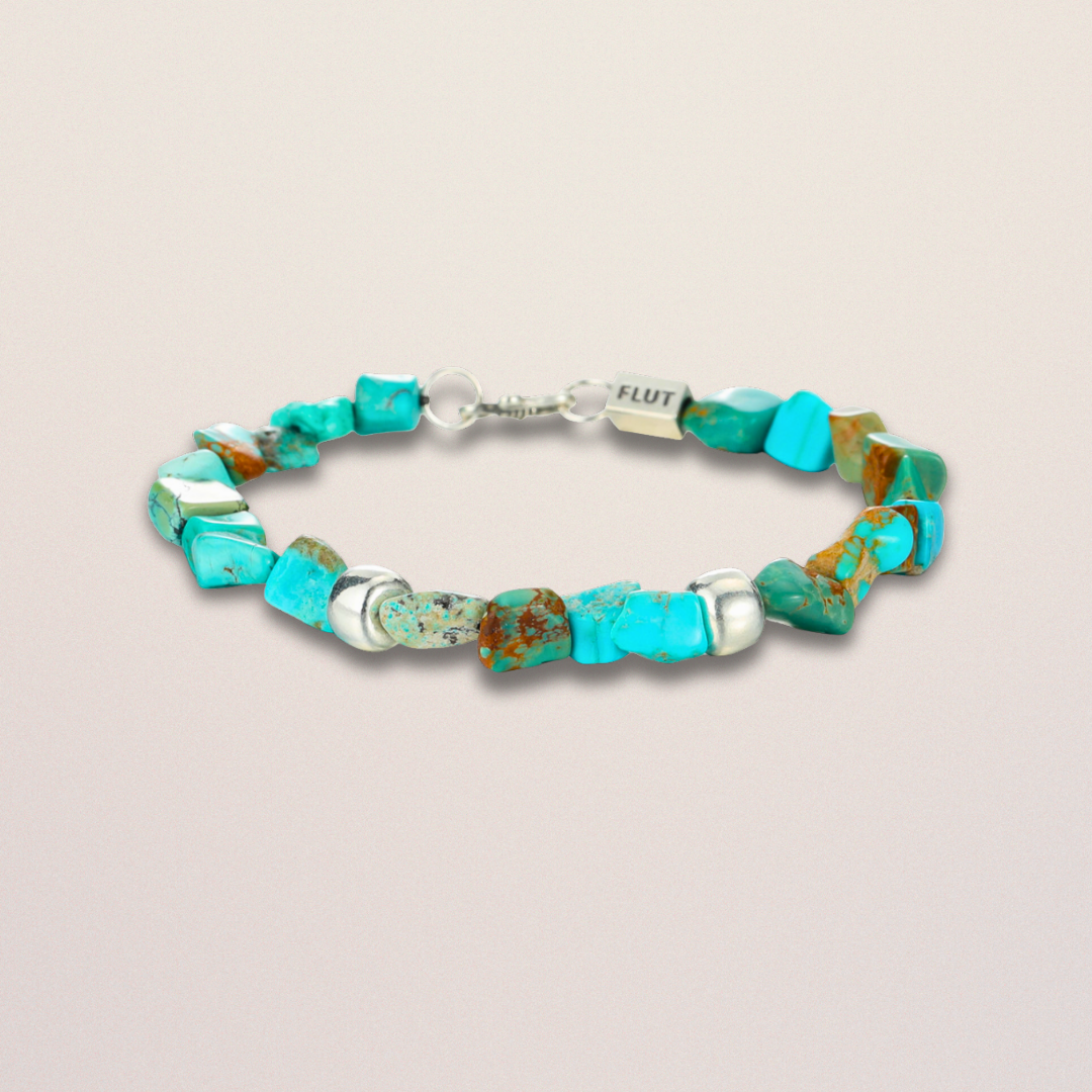 Turquoise & Silver Edge Strength Bracelet