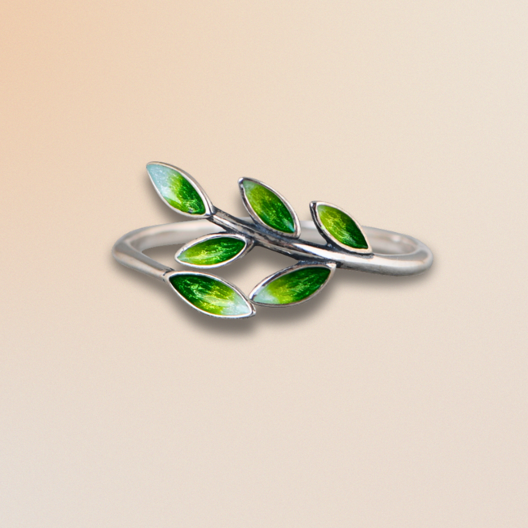 Sunlit Whisper Leaf Silver Ring