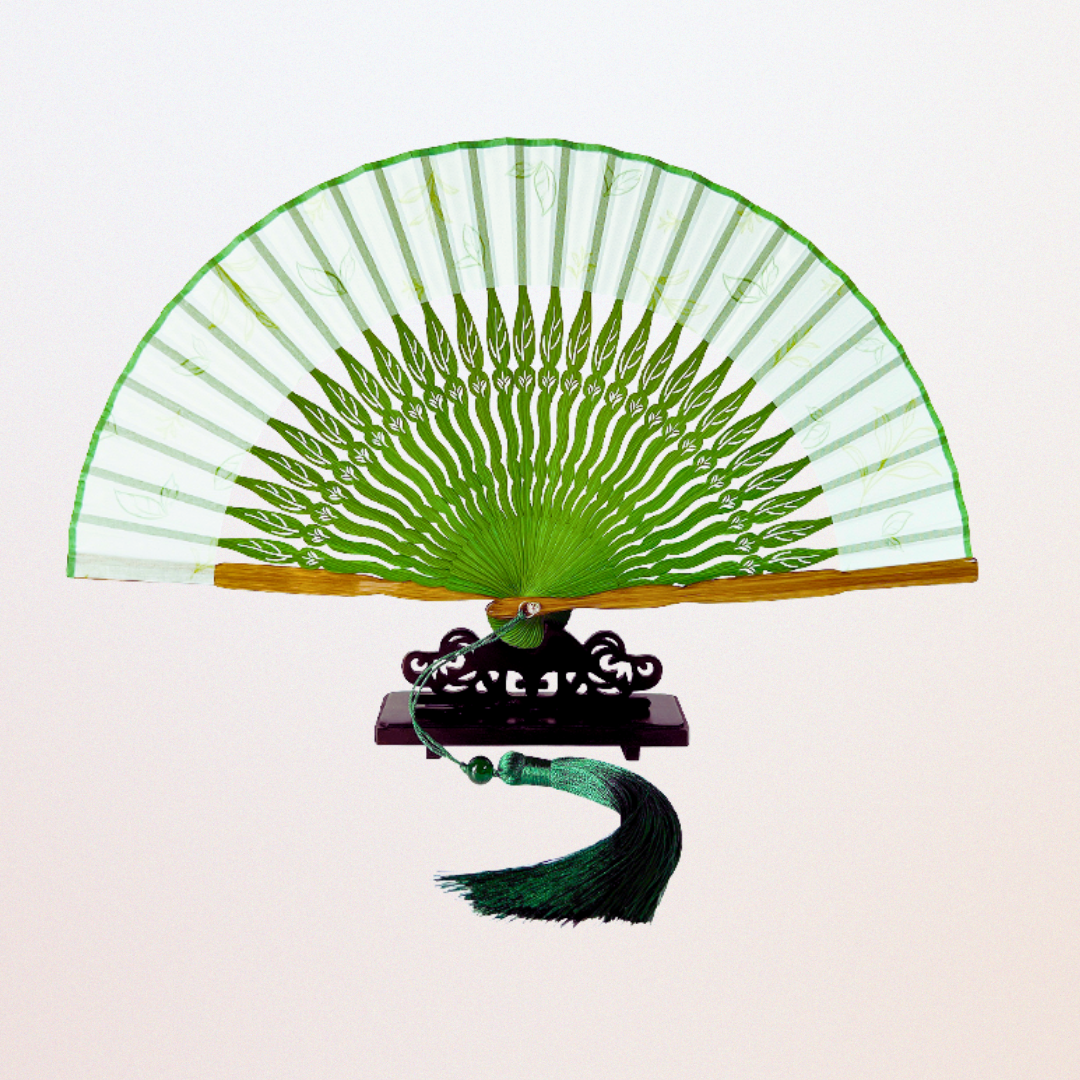 Emerald Bamboo Folding Fan