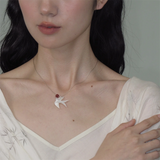 Swallow Wish Fritillary Agate Necklace