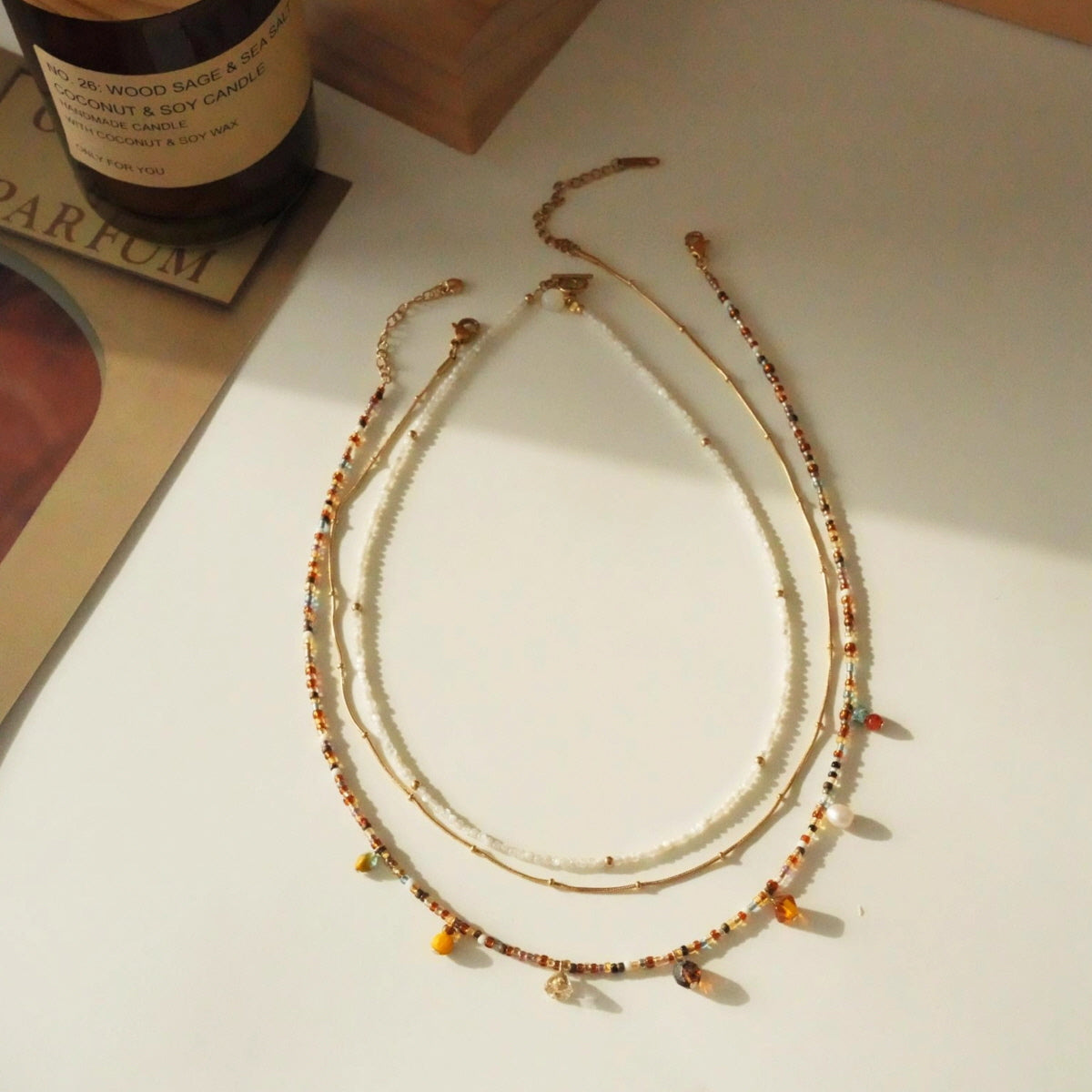 Golden Brown Drop Bead Necklace