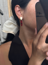 Inked Swallow Crimson Pendant Earrings