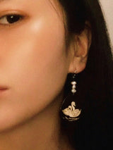 Mother-of-Pearl Pearl Swan Earrings