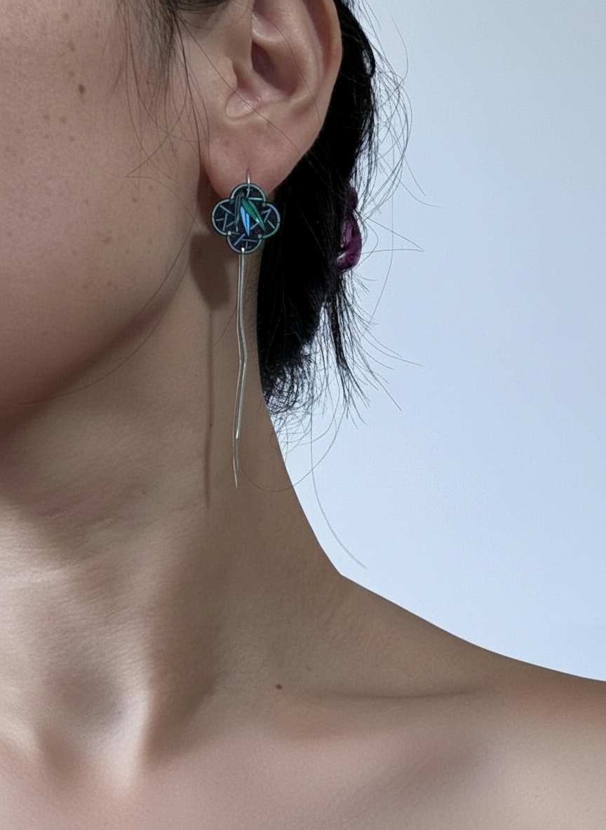 Midnight Bamboo Drop Earrings