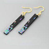 Luxurious Ebony Tetris Lacquer Earrings