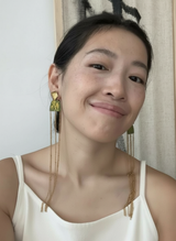 Gilded Bamboo Tassel Olive Green Earrings