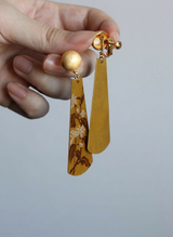Hand-Painted Lacquer Antique Gold Earrings