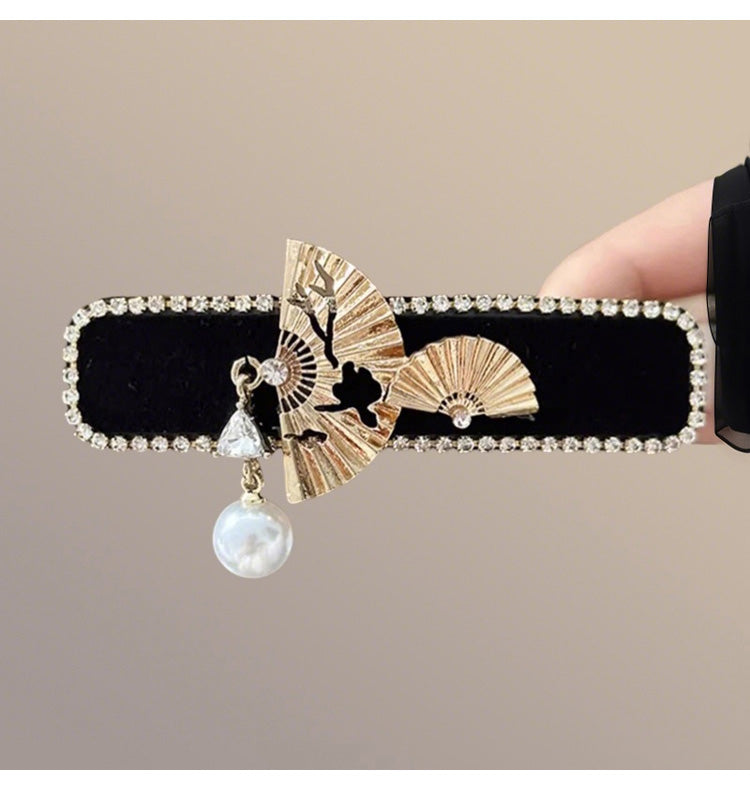 Statement Double Fan Black Hairpin