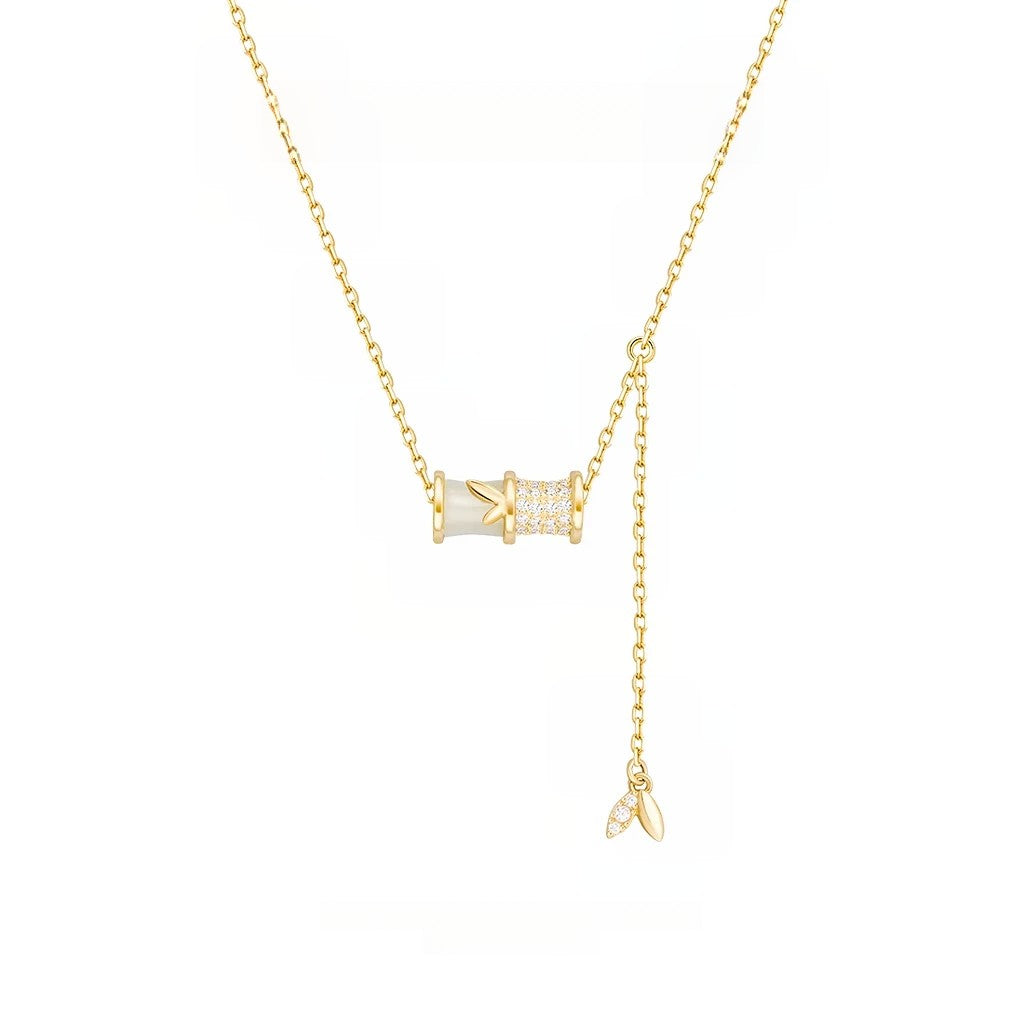 Exquisite White Bamboo Zirconia Necklace