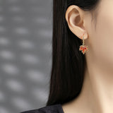 Maple Leaf Zirconia Statement Earrings