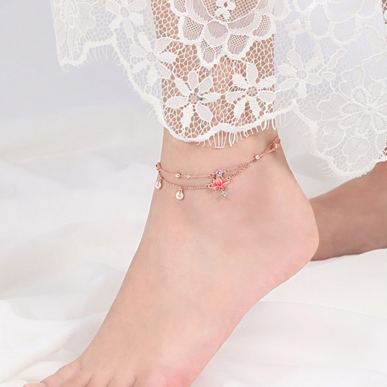 Lotus Double Chian Anklet