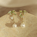 Bamboo Leaf Pearl Earrings