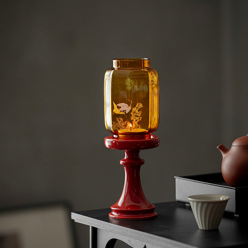 Amber Glow Crane Candlestick