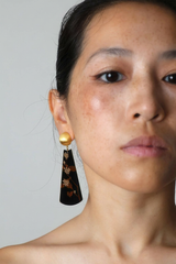 Hand-Painted Lacquer Floral Black Earrings