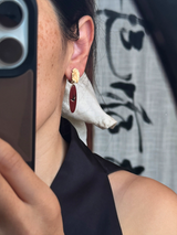 Inked Swallow Crimson Pendant Earrings