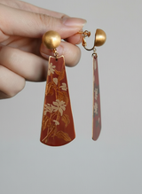 Hand-Painted Lacquer Crimson Gilded Earrings