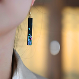 Luxurious Ebony Tetris Lacquer Earrings