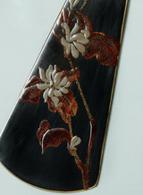 Hand-Painted Lacquer Floral Black Earrings