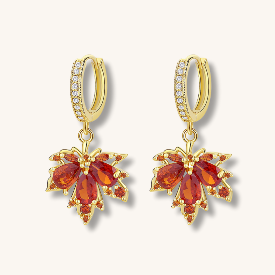 Maple Leaf Zirconia Statement Earrings