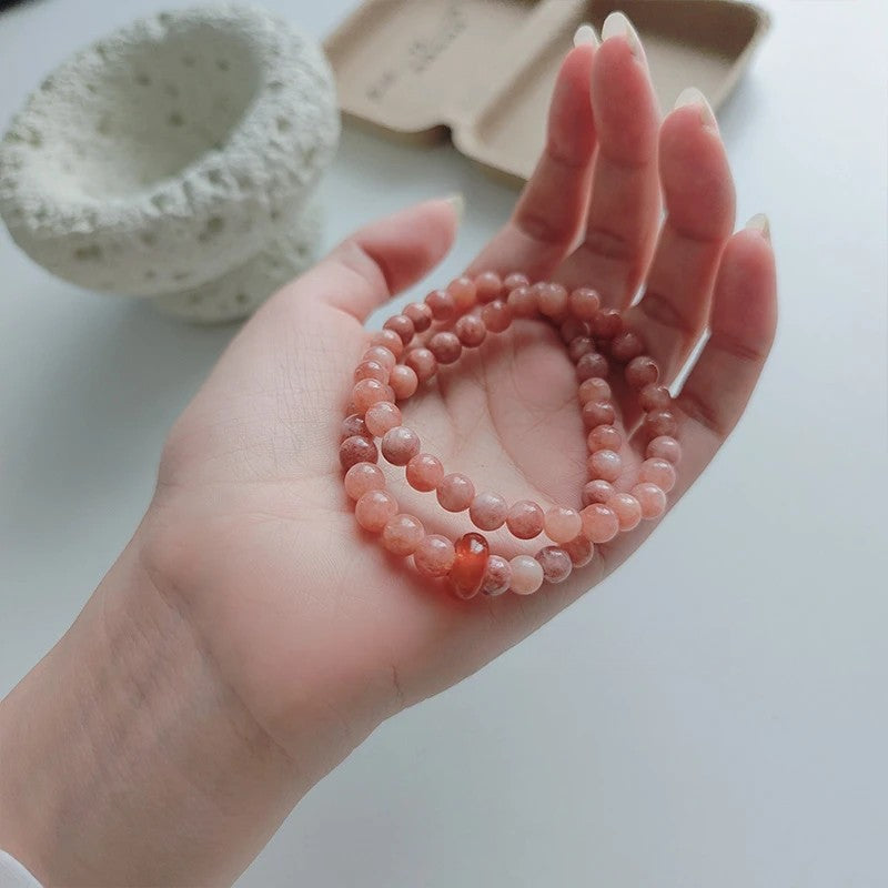 Peach Aura Agate Bracelet