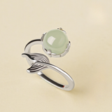 Moonlit Hetian Jade Fish-Tail Ring