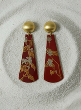 Hand-Painted Lacquer Crimson Gilded Earrings