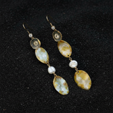 Hand-Painted Laurel Gold Pearl Drops