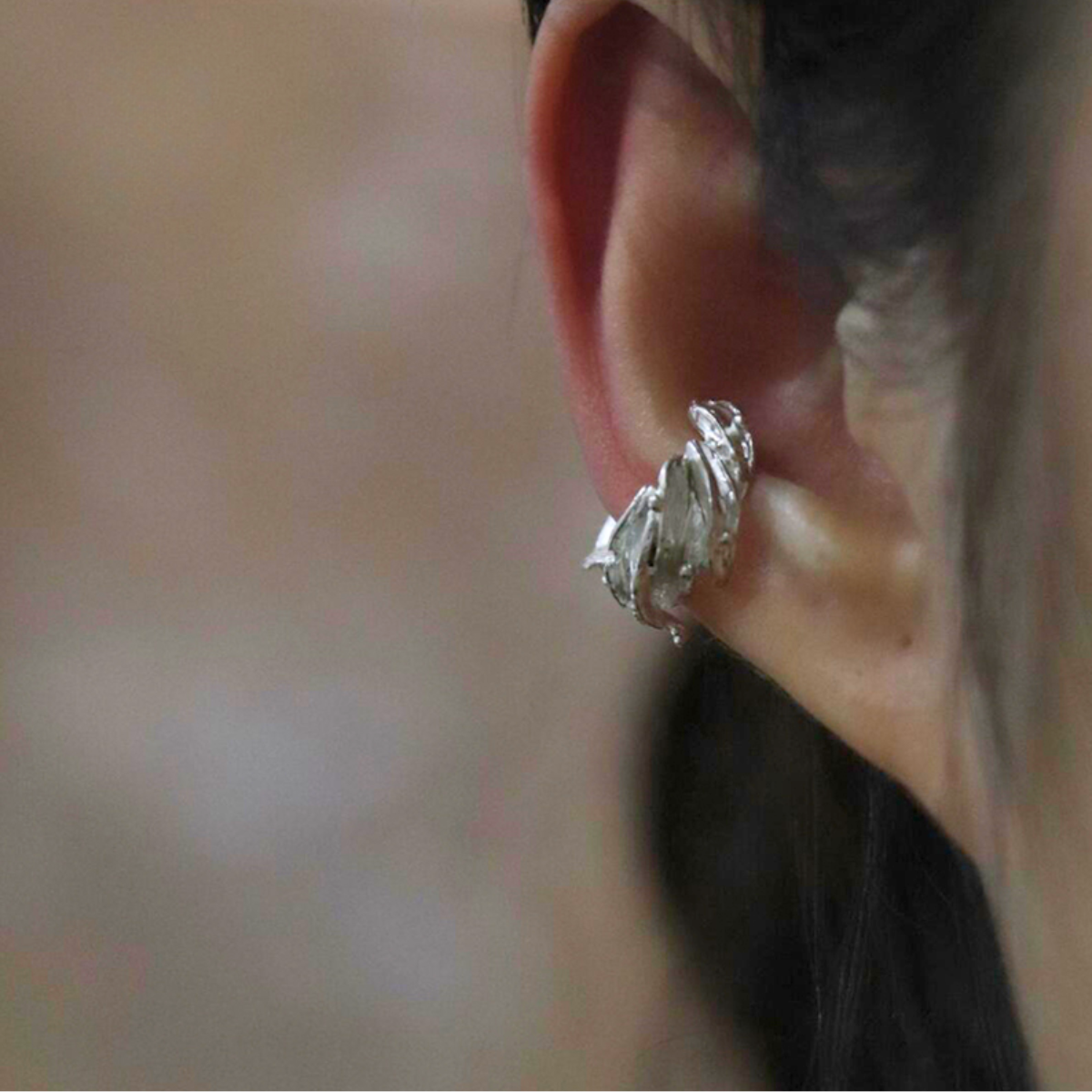 Asymmetrical Bamboo Leaf Ear Clip