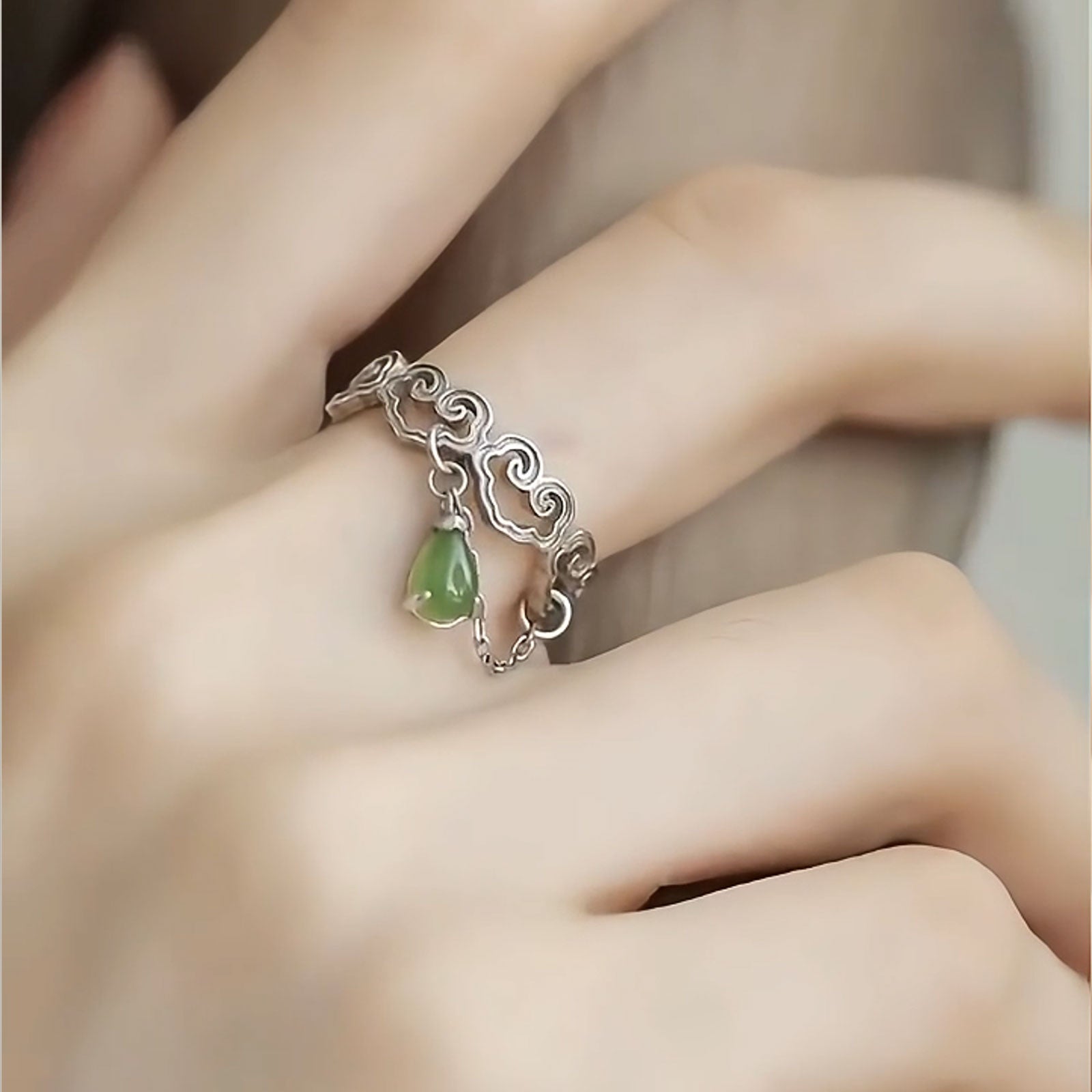 Jasper Green Power Drop Ring