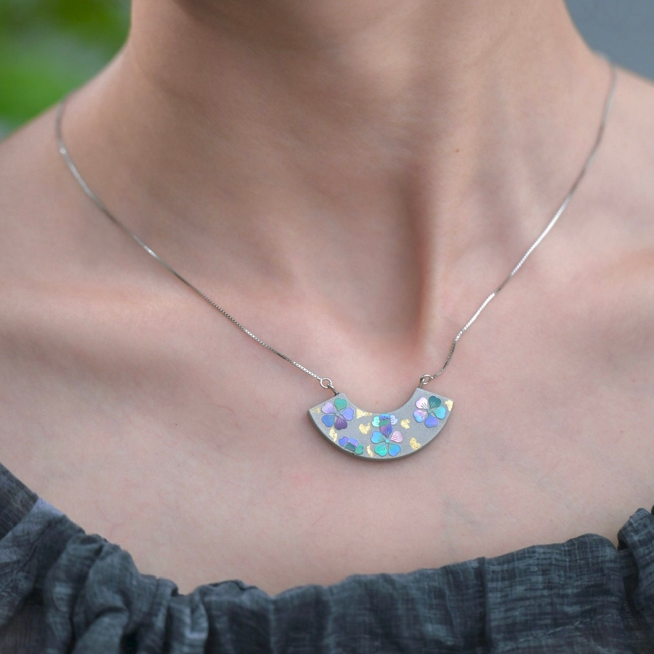 Crescent Blossom Lacquer Necklace