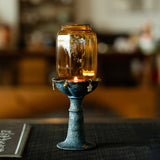 Antique Moire Glass Candlestick