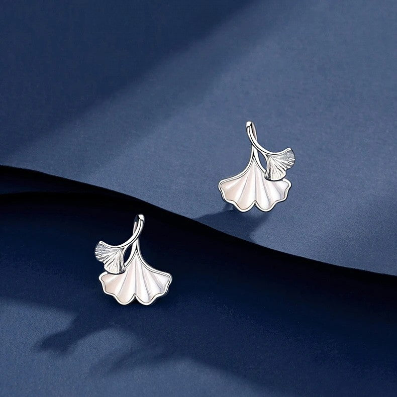 Timeless Pure Silver Ginkgo Earrings