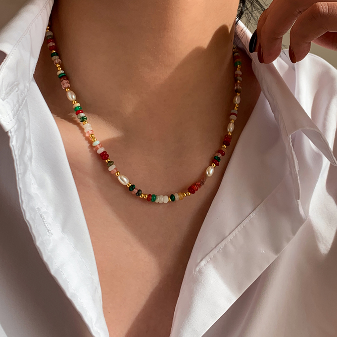 Dopamine Colored Beaded Necklace